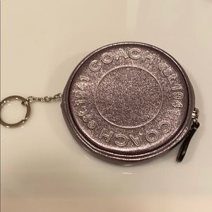 COACH round coin case in silver